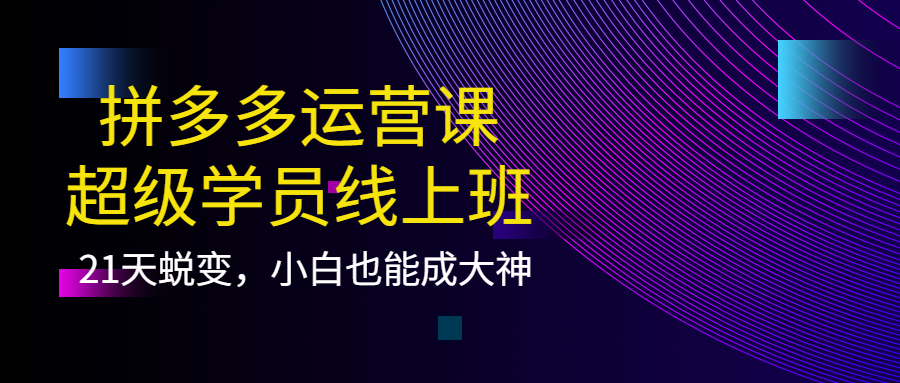 拼多多运营课：超级学员线上班，21天蜕变，小白也能成大神鱼涯创客-网创项目资源站-副业项目-创业项目-搞钱项目鱼涯创客