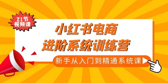 小红书电商进阶系统训练营：新手从入门到精通系统课（21节视频课）鱼涯创客-网创项目资源站-副业项目-创业项目-搞钱项目鱼涯创客