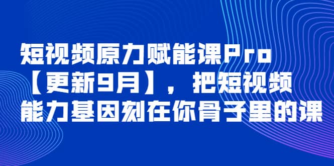 短视频原力赋能课Pro【更新9月】，把短视频能力基因刻在你骨子里的课鱼涯创客-网创项目资源站-副业项目-创业项目-搞钱项目鱼涯创客