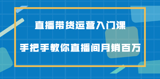 直播带货运营入门课，手把手教你直播间月销百万鱼涯创客-网创项目资源站-副业项目-创业项目-搞钱项目鱼涯创客