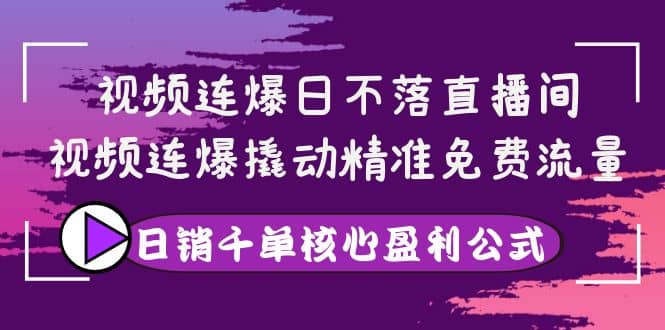 视频连爆日不落直播间，视频连爆撬动精准免费流量，日销千单核心盈利公式鱼涯创客-网创项目资源站-副业项目-创业项目-搞钱项目鱼涯创客