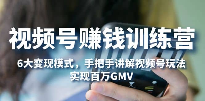 视频号赚钱训练营：6大变现模式，对平台的各项功能详细讲解，实现百万GMV鱼涯创客-网创项目资源站-副业项目-创业项目-搞钱项目鱼涯创客