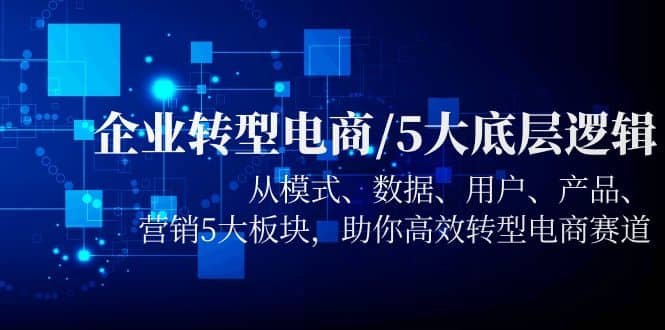 企业转型电商/5大底层逻辑，从模式 数据 用户 产品 营销5大板块，高效转型鱼涯创客-网创项目资源站-副业项目-创业项目-搞钱项目鱼涯创客