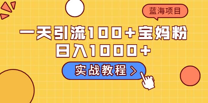 一天引流100+宝妈粉，日入1000+的蓝海项目（实战教程）鱼涯创客-网创项目资源站-副业项目-创业项目-搞钱项目鱼涯创客