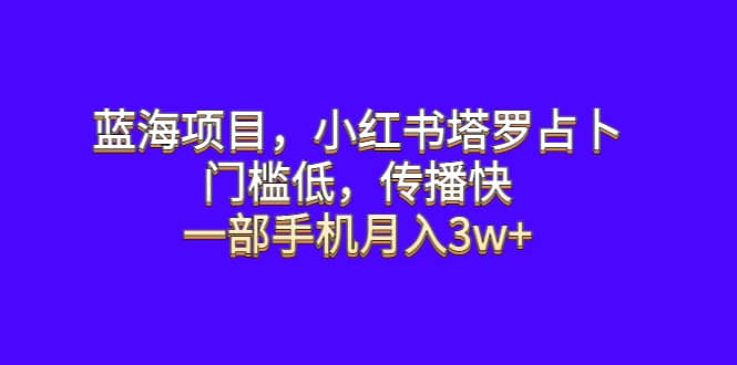蓝海项目，小红书塔罗占卜，门槛低，传播快，一部手机月入3w+鱼涯创客-网创项目资源站-副业项目-创业项目-搞钱项目鱼涯创客