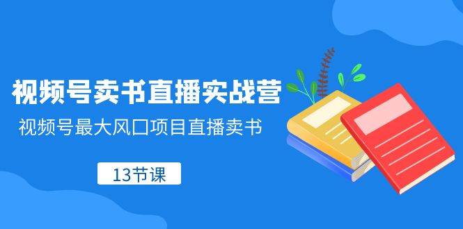 视频号-卖书直播实战营，视频号最大风囗项目直播卖书（13节课）鱼涯创客-网创项目资源站-副业项目-创业项目-搞钱项目鱼涯创客