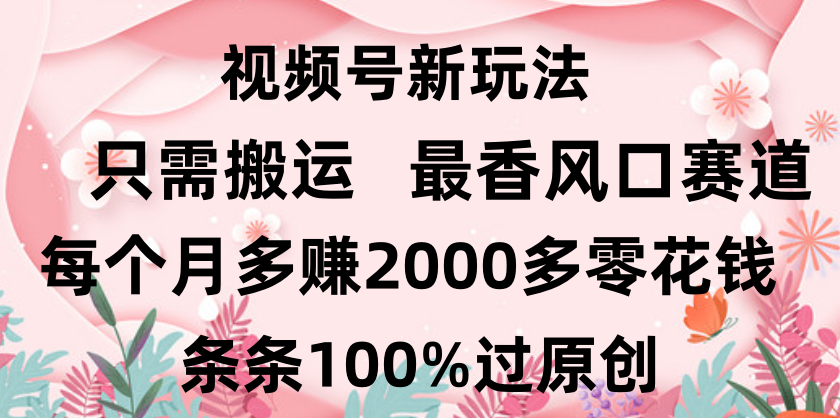 日入2000+，条条100%过原创，视频号最香风口赛道，小白轻松上手鱼涯创客-网创项目资源站-副业项目-创业项目-搞钱项目鱼涯创客